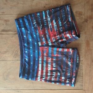 IAB MFG Patriotic Red White Blue Workout Shorts No-Ride Anti-Slip